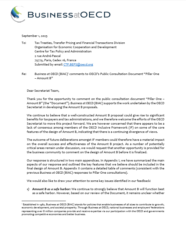 public consultation response amount B